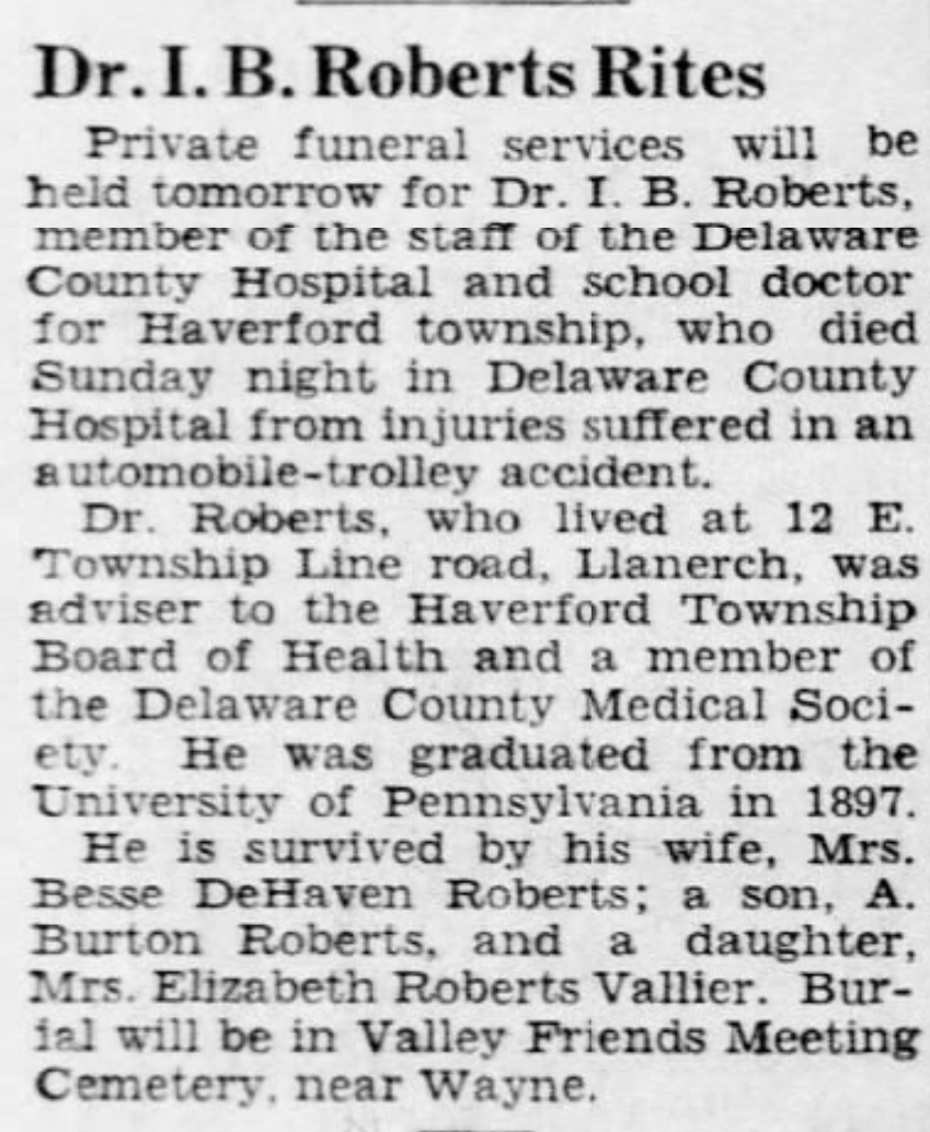 Dr. Roberts dies